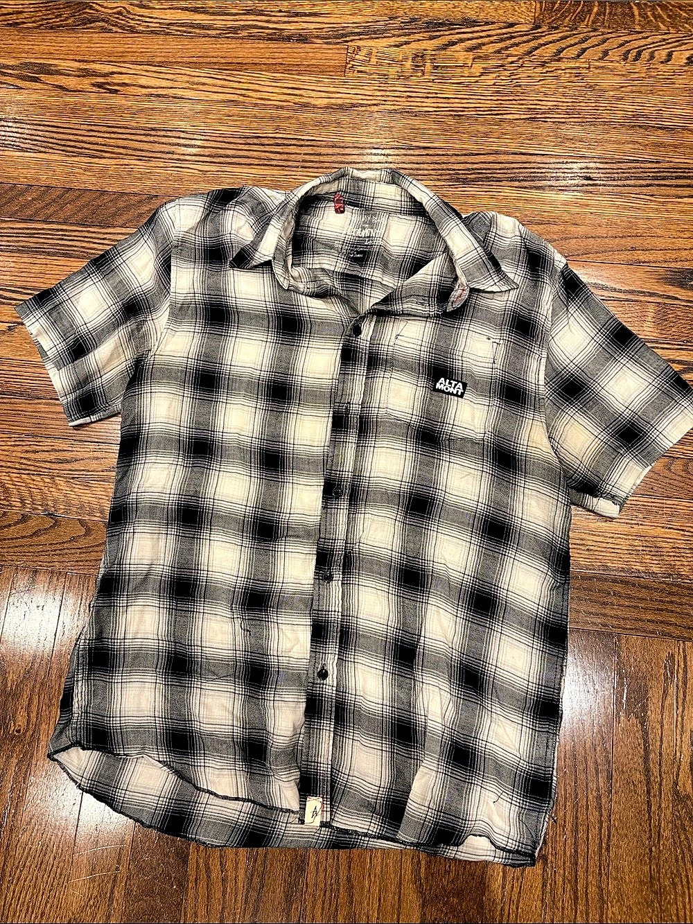 Alta Mont Sammy Baka Short Sleeve Plaid Button Down Black & White